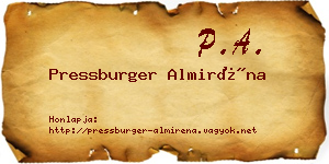 Pressburger Almiréna névjegykártya